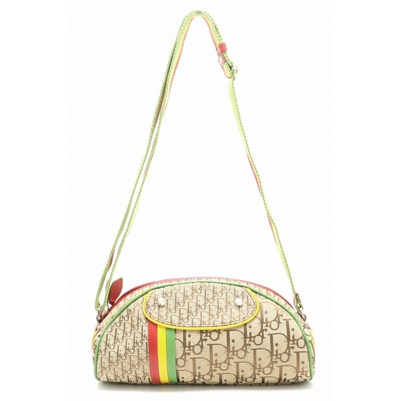 Dior Rasta Christian Trotter Khaki Bag  Leather Shoulder Red Beige - Picture 2 of 9